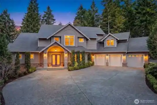 Canterwood home exterior at dusk